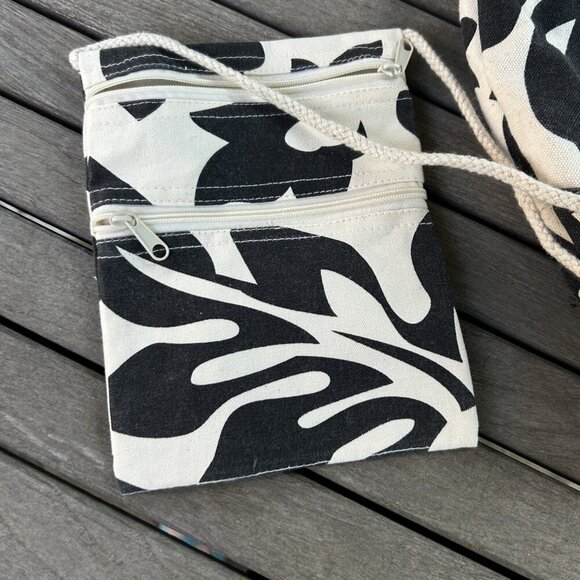 Island Breeze Hawaiian Black Floral Beach Tote and Crossbody Bag - Picture 5 of 8